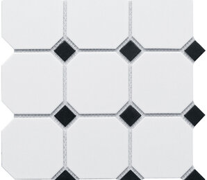 Фото Octagon big White/Black Matt (GTPL61466/CLA006) 300х300х6 starmosaic